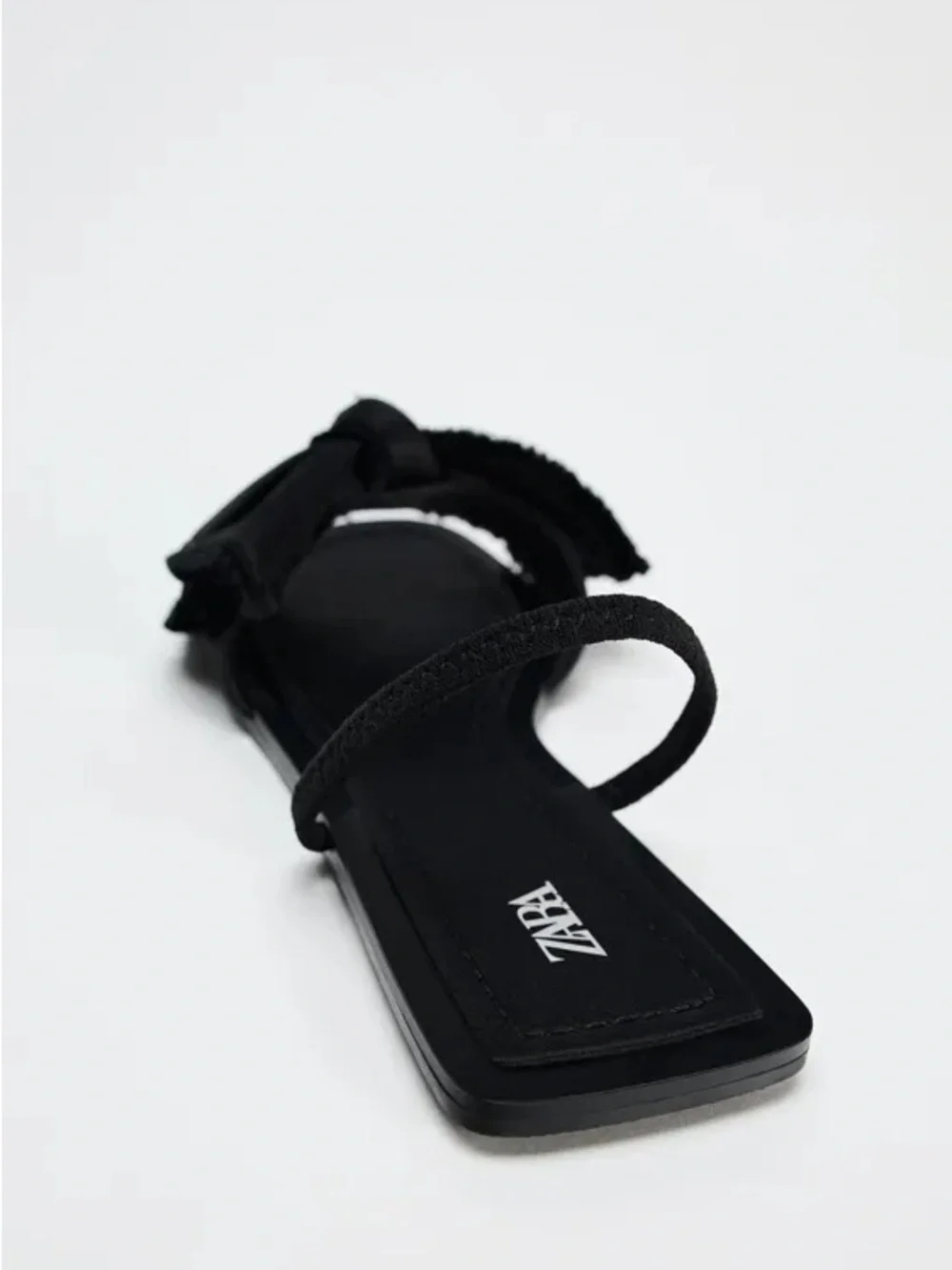 Zara Black Bow-Accent Slide Sandals - Picture 4 of 8